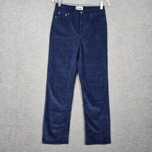 Rouge Paris Women's Deep Blue Corduroy Straight Leg Button fly Pant Size 36